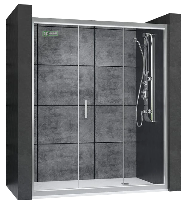 1 hoja corredera + 2 fijos laterales